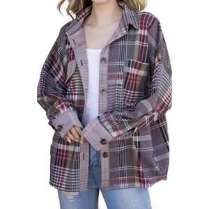 NEW ELLIS plaid shacket in red